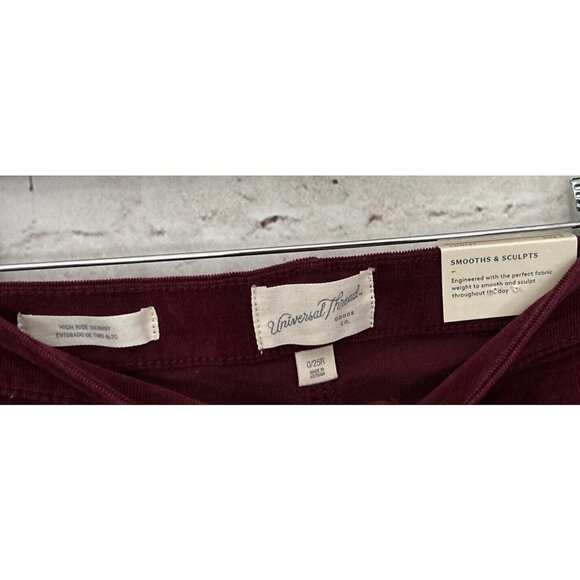 Universal Thread Womens Jeans High Rise Skinny Corduroy Stretch Burgundy Size 0 - Picture 3 of 5